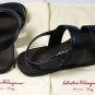 SALVATORE FERRAGAMO SHOES $380 BLUE DUAL STRAP LOGO GANCINI SANDAL 6EE 39 NEW