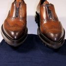 PRADA SHOES $1190 BROWN WINGTIP ZIP VAMP RUNWAY SAWTOOTH SOLE OXFORD 10 43 NEW