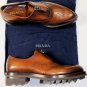 PRADA SHOES $1190 BROWN WINGTIP ZIP VAMP RUNWAY SAWTOOTH SOLE OXFORD 10 43 NEW