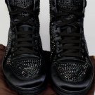 GUCCI SHOES $1200 BLACK/BLACK CRYSTAL STUD ENCRUSTED HI-TOP TRAINER 11 44 NEW