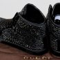 GUCCI SHOES $1200 BLACK/BLACK CRYSTAL STUD ENCRUSTED HI-TOP TRAINER 11 44 NEW