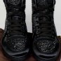 GUCCI SHOES $1200 BLACK/BLACK CRYSTAL STUD ENCRUSTED HI-TOP TRAINER 11 44 NEW