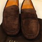 GUCCI SHOES $485 BROWN SUEDE LOGO SCRIPT VAMP DRIVERS 12 45e NEW