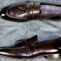 TOM FORD SHOES $1490 DARK BROWN TASSEL VAMP HANDMADE ADNEY LOAFER 8.5 41.5e NEW