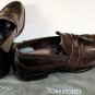 TOM FORD SHOES $1490 DARK BROWN TASSEL VAMP HANDMADE ADNEY LOAFER 8.5 41.5e NEW