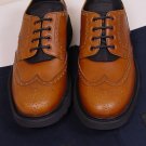 PRADA SHOES $630 COGNAC BROWN WINGTIP TOE ORNAMENTED CHUNKY SOLE DERBY 8 41e NEW