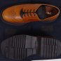 PRADA SHOES $630 COGNAC BROWN WINGTIP TOE ORNAMENTED CHUNKY SOLE DERBY 8 41e NEW