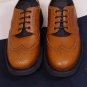 PRADA SHOES $630 COGNAC BROWN WINGTIP TOE ORNAMENTED CHUNKY SOLE DERBY 8 41e NEW