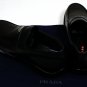 PRADA SPORT SHOES $645 BLACK CALF LOGO ORNAMENTED VAMP LOAFERS 10.5 43.5 NEW