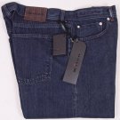 KITON JEANS $995 DARK WASH SCRATCH FADE LOGO EMBROIDER RELAX FIT DENIM 40 56 NEW