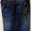 KITON JEANS $995 DARK WASH SCRATCH FADE LOGO EMBROIDERED FIT LEG DENIM 34 50 NEW