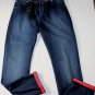 KITON JEANS $995 DARK WASH SCRATCH FADE LOGO EMBROIDERED FIT LEG DENIM 34 50 NEW