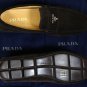 PRADA SHOES $595 DARK BROWN LOGO ORNAMENTED VAMP SUEDE DRIVER 10 43e NEW