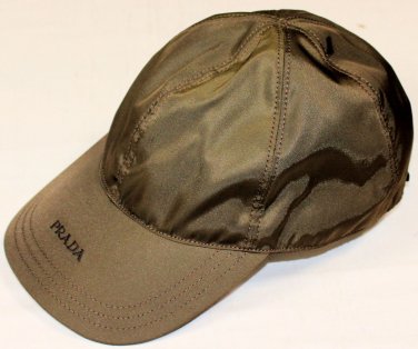 PRADA HAT $295 COPPER BROWN PRADA LOGO EMBROIDERED VISOR TECHNO BALL CAP SM NEW