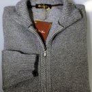LORO PIANA SWEATER $1,795 ASH GRAY 100%CASHMERE BOMBER CARDIGAN MED 50e NEW