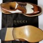 GUCCI SHOES $750 DK BROWN/BEIGE CANVAS TOE ORNAMENTED WINGTIP BROGUES 9 42 NEW