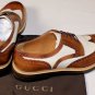 GUCCI SHOES $750 DK BROWN/BEIGE CANVAS TOE ORNAMENTED WINGTIP BROGUES 9 42 NEW