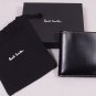 PAUL SMITH WALLET $345 BLACK LOGO CONTRAST STITCH COLOR STRIPE BILLFOLD NEW