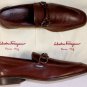 SALVATORE FERRAGAMO SHOES $560 BROWN LOGO GANCINI ORNAMENT LOAFER 8.5E 41.5 NEW