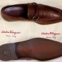 SALVATORE FERRAGAMO SHOES $560 BROWN LOGO GANCINI ORNAMENT LOAFER 8.5E 41.5 NEW