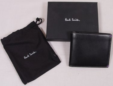 PAUL SMITH WALLET $345 BLACK LOGO NAKED GIRL PINUP CONTRAST STITCH BILLFOLD NEW