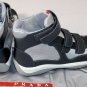 PRADA SPORT SHOES $490 SLATE GRAY/MESH LOGO STRIPED HI-TOP TRAINER 8.5 41.5e NEW