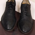 CESARE PACIOTTI SHOES $680 BLACK PATTERNED LEATHER CAPTOE OXFORDS 10 43e NEW