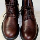 SALVATORE FERRAGAMO SHOES $660 DARK BROWN WINGTIP LOGO EMBOSSED BOOT 9 42e NEW