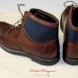 SALVATORE FERRAGAMO SHOES $660 DARK BROWN WINGTIP LOGO EMBOSSED BOOT 9 42e NEW