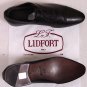 LIDFORT SHOES $850 DARK BROWN GRAINED LEATHER CAPTOE HANDMADE OXFORDS 11 44e NEW