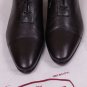 LIDFORT SHOES $850 DARK BROWN GRAINED LEATHER CAPTOE HANDMADE OXFORDS 11 44e NEW