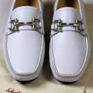 SALVATORE FERRAGAMO SHOES WHITE LOGO GANCIO ORNAMENT PARIGI DRIVER 5.5EEE 38 NEW
