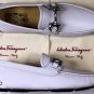 SALVATORE FERRAGAMO SHOES WHITE LOGO GANCIO ORNAMENT PARIGI DRIVER 5.5EEE 38 NEW