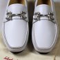SALVATORE FERRAGAMO SHOES WHITE LOGO GANCIO ORNAMENT PARIGI DRIVER 5.5EEE 38 NEW