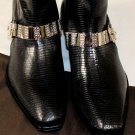 CESARE PACIOTTI SHOES $1195 BLACK LIZARD SKIN LOGO ORNAMENTED BOOT  8 41e NEW