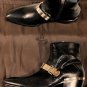 CESARE PACIOTTI SHOES $1195 BLACK LIZARD SKIN LOGO ORNAMENTED BOOT 8 41e NEW