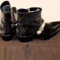 CESARE PACIOTTI SHOES $1195 BLACK LIZARD SKIN LOGO ORNAMENTED BOOT 8 41e NEW