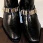 CESARE PACIOTTI SHOES $1195 BLACK LIZARD SKIN LOGO ORNAMENTED BOOT 8 41e NEW