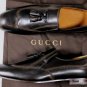 GUCCI SHOES $695 DARK BROWN LOGO EMBOSSED HEEL TASSEL VAMP LOAFER 10 43e NEW