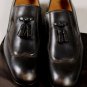GUCCI SHOES $695 DARK BROWN LOGO EMBOSSED HEEL TASSEL VAMP LOAFER 10 43e NEW