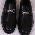 SALVATORE FERRAGAMO SHOES BLACK LOGO GANCINI ORNAMENTED VAMP 7.5EE 40.5e NEW