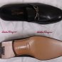 SALVATORE FERRAGAMO SHOES BLACK LOGO GANCINI ORNAMENTED VAMP 7.5EE 40.5e NEW
