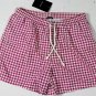 KITON SWIMSUIT $425 MAGENTA/WHITE GINGHAM CHECK LOGO EMBROIDERED TRUNK L 52 NEW