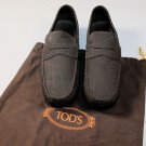 TOD'S SHOES $545 DK BROWN LOGO PENNY VAMP CALF PEBBLE SOLE LOAFER 10.5 43.5e NEW