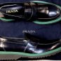 PRADA SHOES $745 BLUE/GREEN BI-COLOR LUG SOLE SPAZZOLATO PENNY LOAFER 10 43e NEW