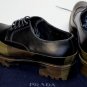 PRADA SHOES $1090 BLACK CALFSKIN CAMO RUBBER DIPPED LUG SOLE DERBY 9 42 NEW