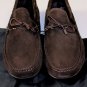 ZEGNA SHOES $545 DARK BROWN SUEDE LEATHER LOGO ROPE TIED VAMP DRIVER 8 41e NEW