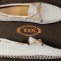 TOD'S SHOES $545 GRAY LOGO EMBOSSED TIED VAMP PEBBLE SOLE DRIVER 10.5 43.5e NEW