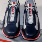 PRADA SPORT SHOES $490 NAVY/SILVER MESH/RED NEVADA BIKE TRAINER 10 43e NEW