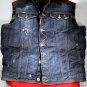 DSQUARED2 VEST $1195 DISTRESSED DENIM/LEATHER GOOSE DOWN PUFFER VEST SM 48e NEW